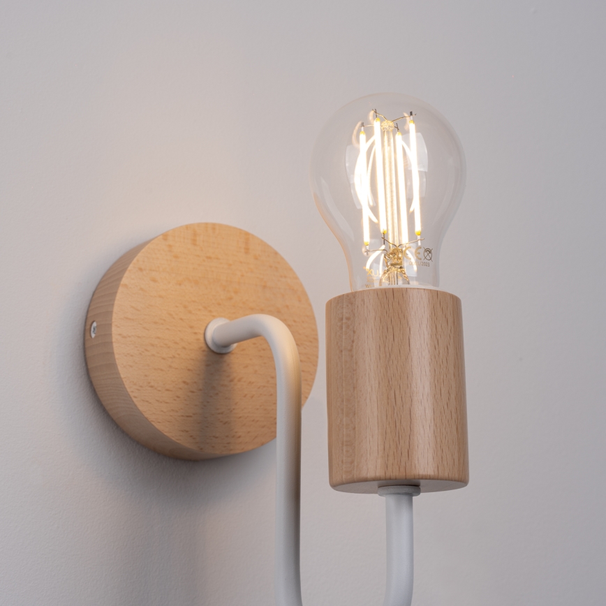Zidna lampa TIMBO 1xE27/15W/230V bijela/bež/bukva