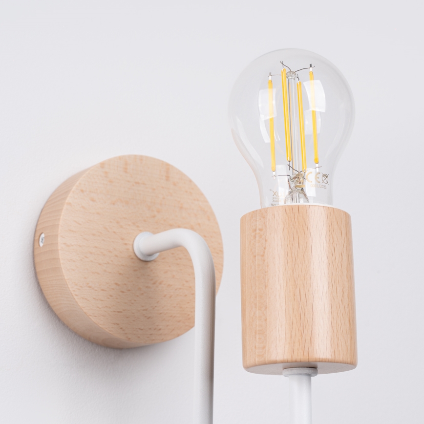 Zidna lampa TIMBO 1xE27/15W/230V bijela/bež/bukva