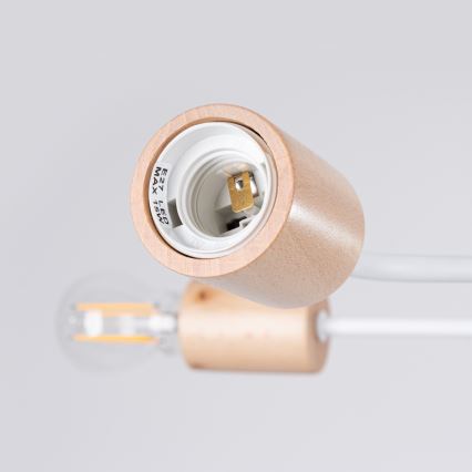Nadgradni luster TIMBO 6xE27/15W/230V bijela/bež/bukva
