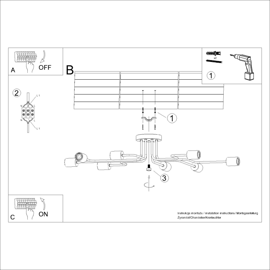 Nadgradni luster TIMBO 8xE27/15W/230V bijela/bež/bukva
