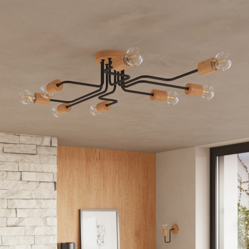 Zidna lampa TIMBO 1xE27/15W/230V crna/bež/bukva