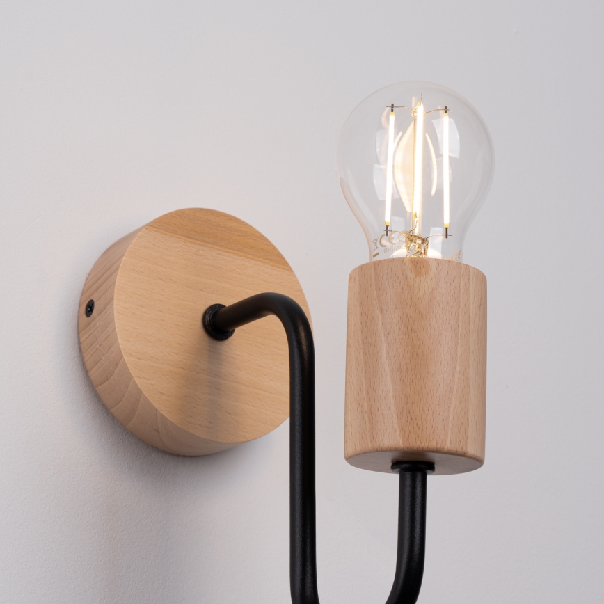 Zidna lampa TIMBO 1xE27/15W/230V crna/bež/bukva