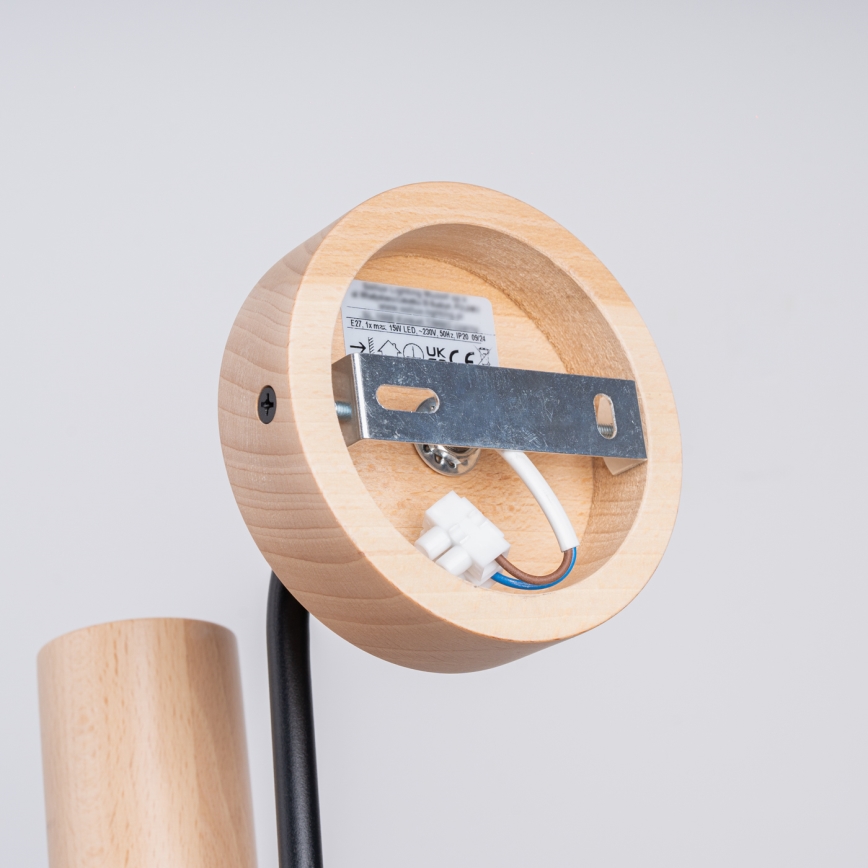 Zidna lampa TIMBO 1xE27/15W/230V crna/bež/bukva