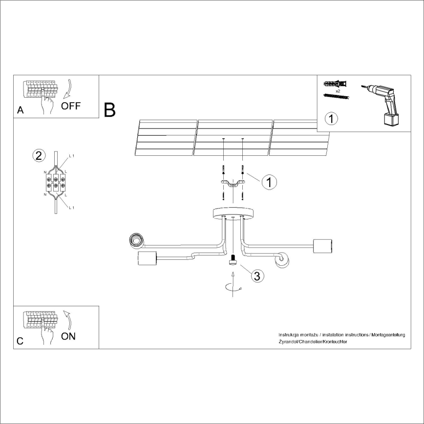 Nadgradni luster TIMBO 4xE27/15W/230V crna/bež/bukva
