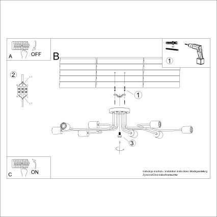 Nadgradni luster TIMBO 8xE27/15W/230V crna/bež/bukva