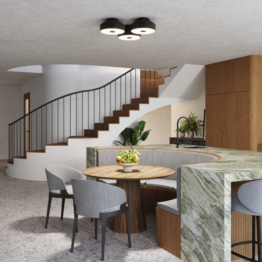 Stropna svjetiljka OMIQ 4xE27/15W/230V Ø 30 cm crna