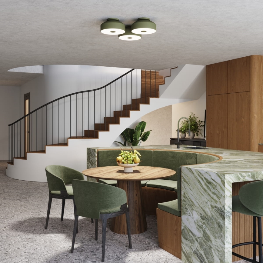 Stropna svjetiljka OMIQ 4xE27/15W/230V Ø 30 cm zelena