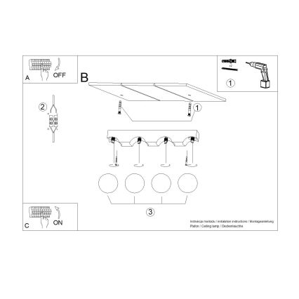 Stropna svjetiljka BULBO 4xG9/8W/230V bukva/bijela