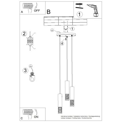 Luster na sajli LAMI 3xGU10/10W/230V bijela