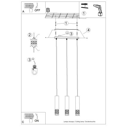 Luster na sajli LIRO 3xGU10/10W/230V bijela