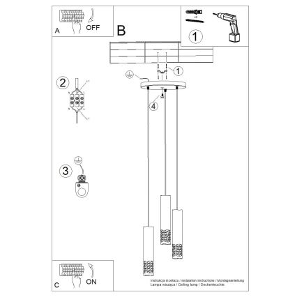 Luster na sajli LIRO 3xGU10/10W/230V bijela