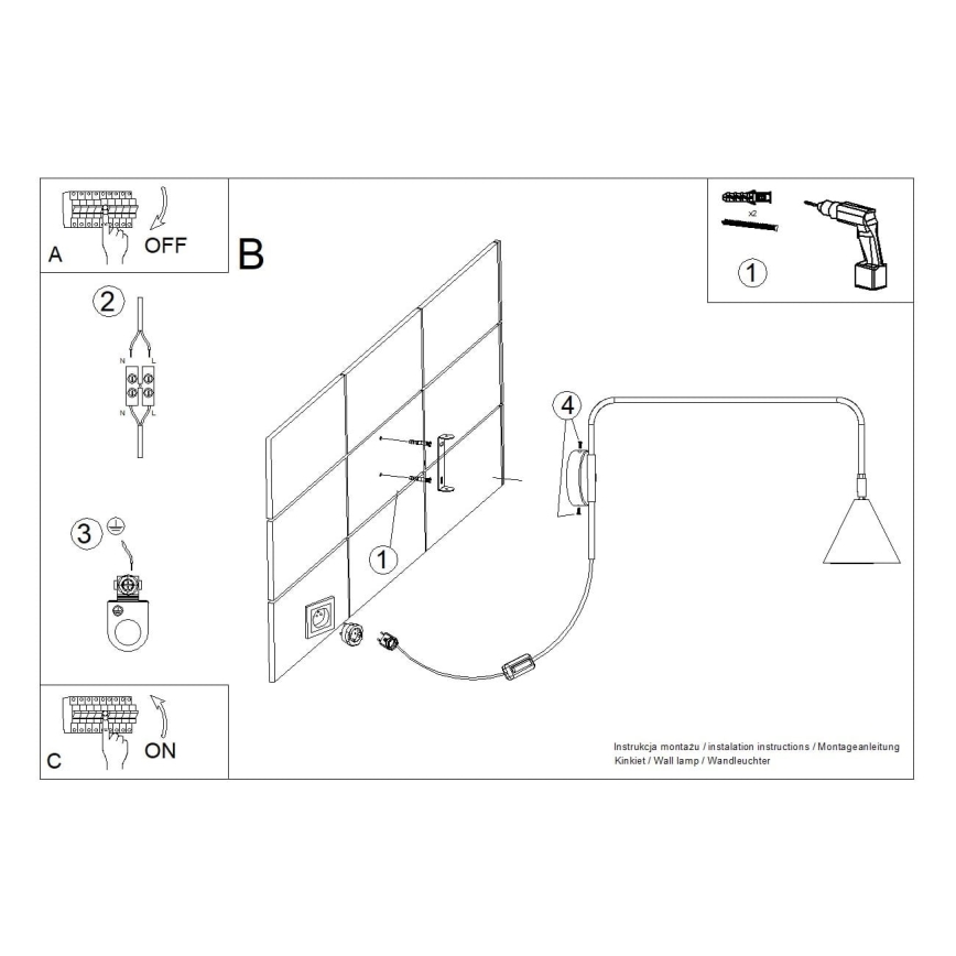 Zidna lampa NOX 1xE14/10W/230V crna