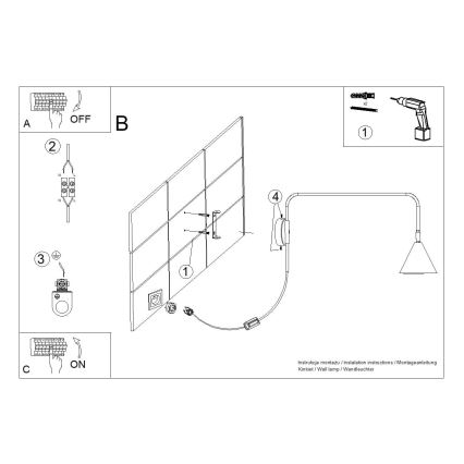 Zidna lampa NOX 1xE14/10W/230V zlatna