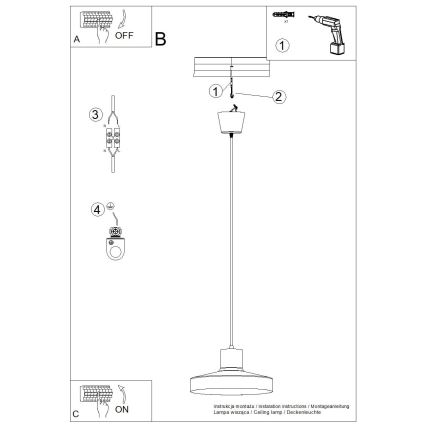 Luster na sajli BILO 1xE27/15W/230V pr. 35 cm bijela