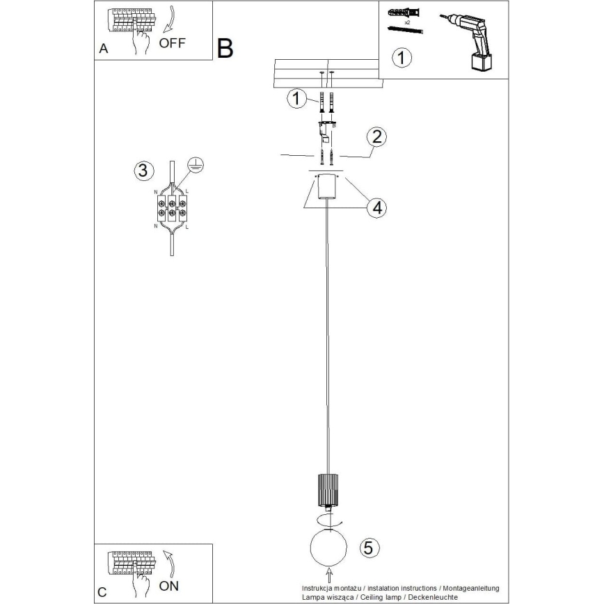 Luster na sajli HALO 1xG9/8W/230V pr. 12 cm bijela
