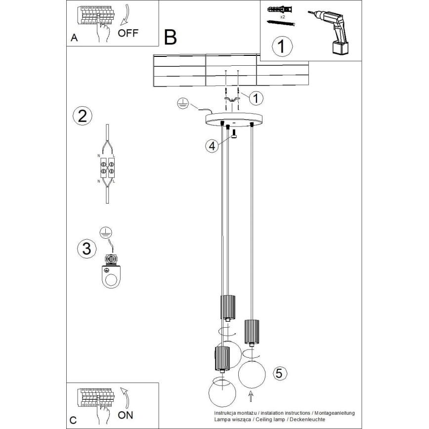 Luster na sajli HALO 3xG9/8W/230V pr. 25 cm bijela