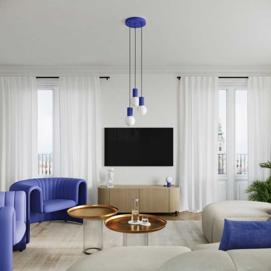 Luster na sajli HALO 3xG9/8W/230V pr. 25 cm plava