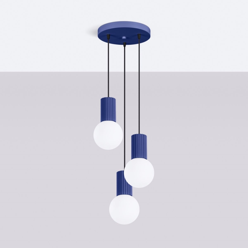 Luster na sajli HALO 3xG9/8W/230V pr. 25 cm plava