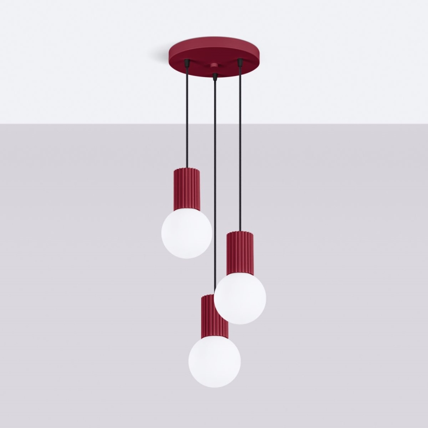 Luster na sajli HALO 3xG9/8W/230V pr. 25 cm crvena