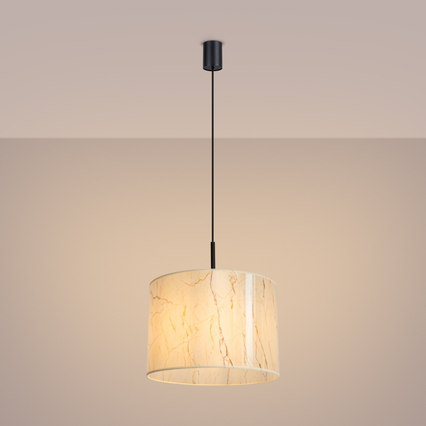 Luster na lanku NEVIA 1xE27/15W/230V pr. 40 cm bež/mramorni dekor