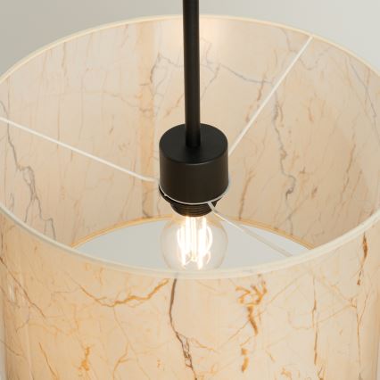 Luster na lanku NEVIA 1xE27/15W/230V pr. 40 cm bež/mramorni dekor