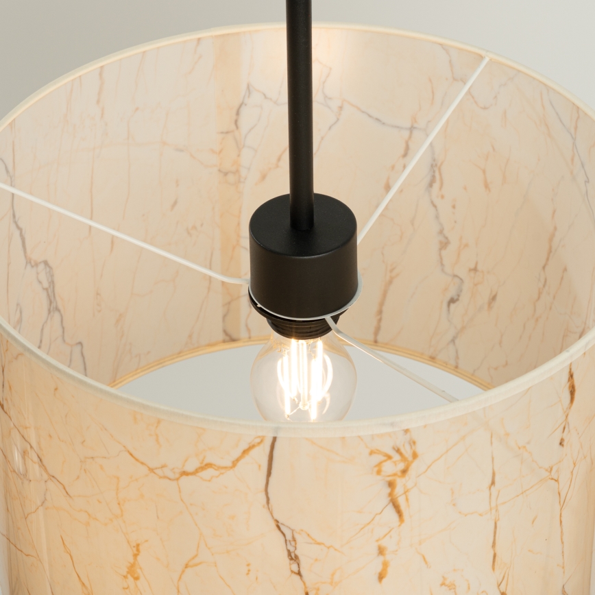 Luster na lanku NEVIA 1xE27/15W/230V pr. 40 cm bež/mramorni dekor