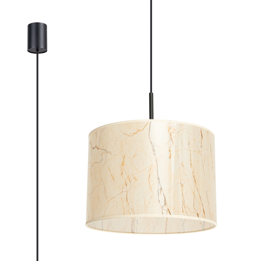 Luster na lanku NEVIA 1xE27/15W/230V pr. 40 cm bež/mramorni dekor