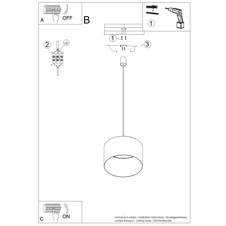 Luster na kabelu NEVIA 1xE27/15W/230V Ø 40 cm crvena