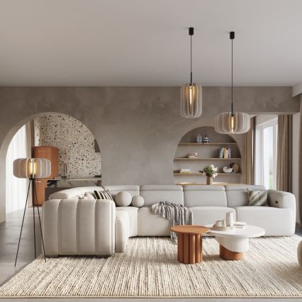 Luster na kabelu MULA 1xE27/15W/230V Ø 27 cm krem