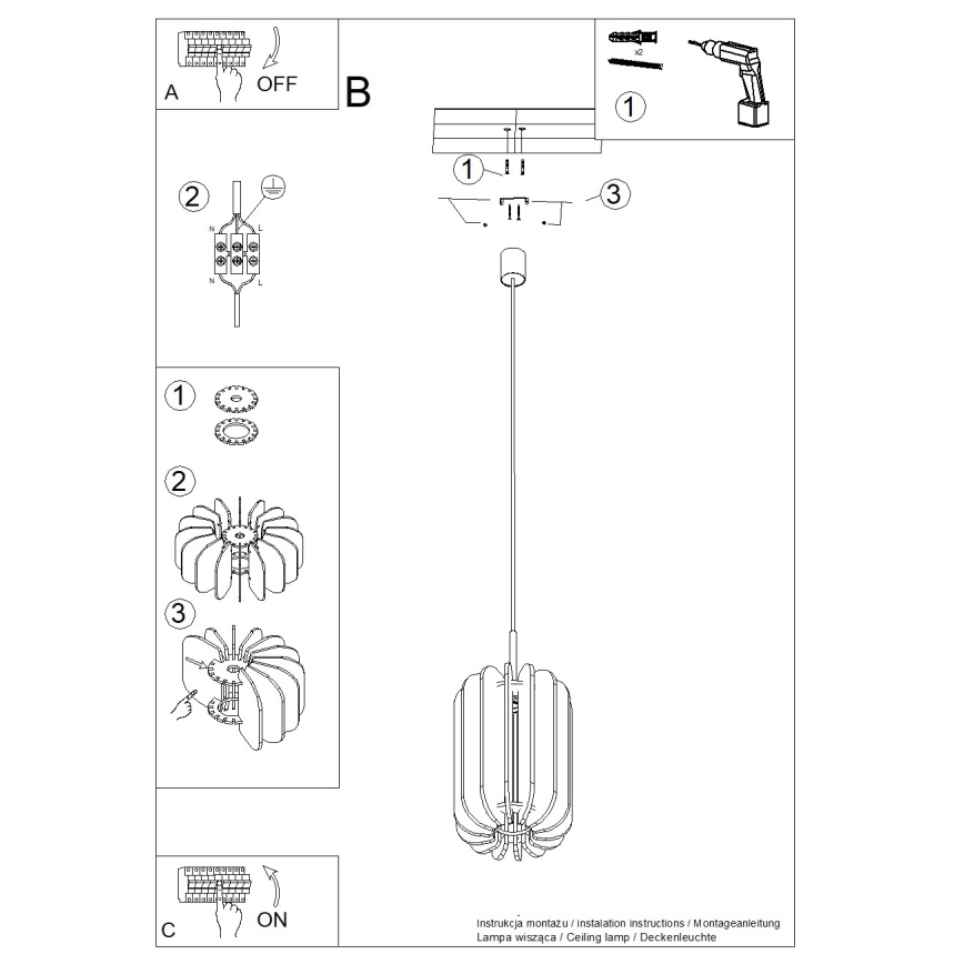 Luster na kabelu MULA 1xE27/15W/230V Ø 27 cm krem