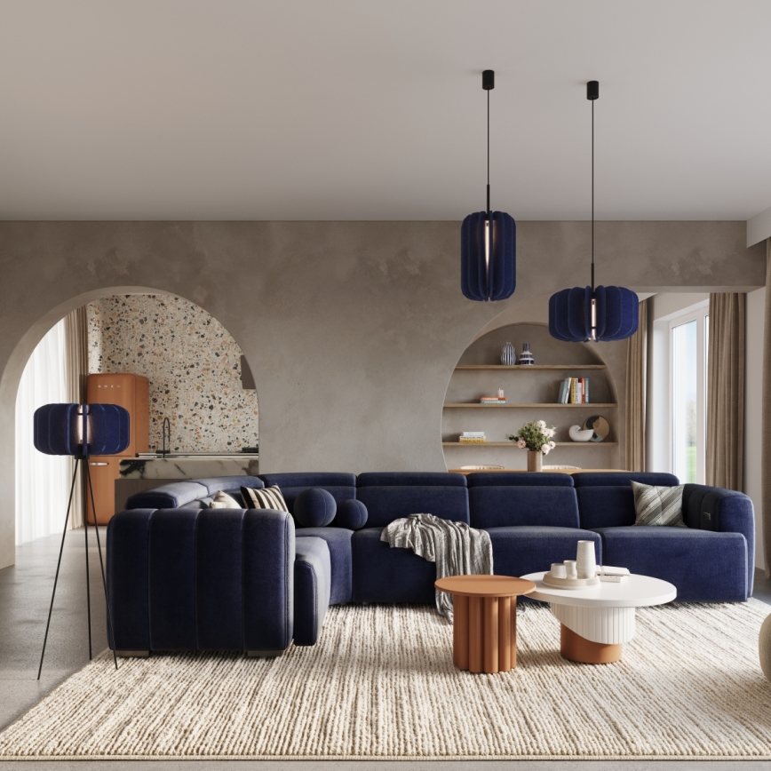 Luster na sajli MULA 1xE27/15W/230V Ø 27 cm plava