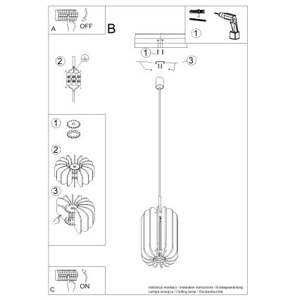 Luster na sajli MULA 1xE27/15W/230V Ø 27 cm plava