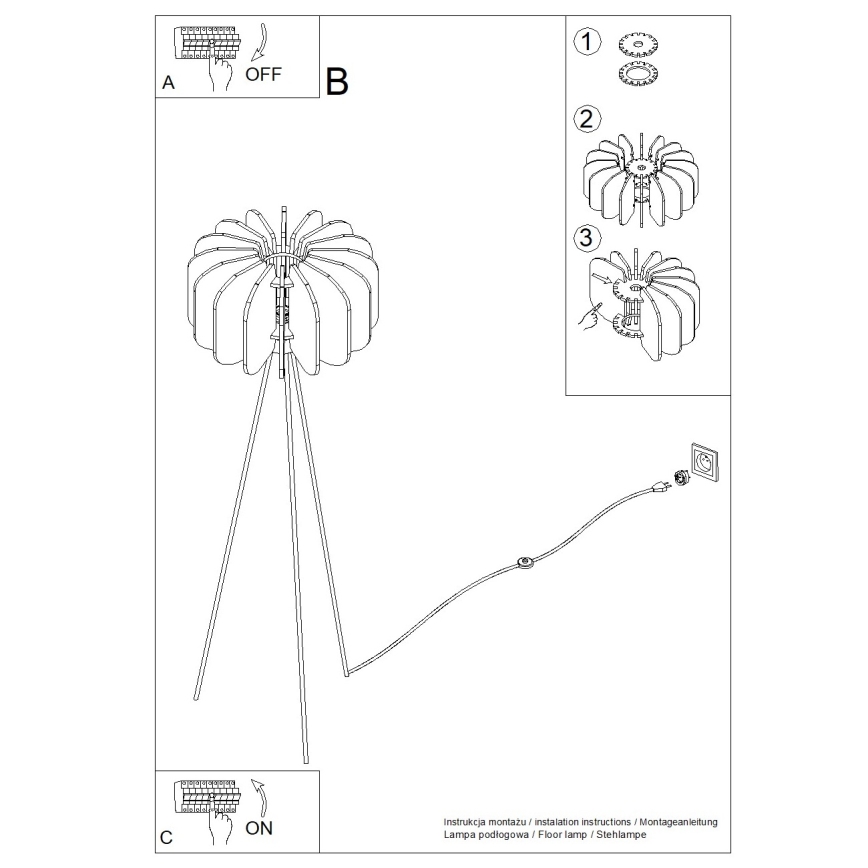 Podna lampa MULA 1xE27/15W/230V krem boje