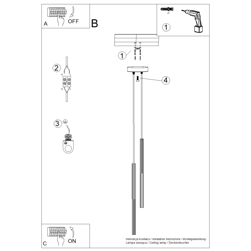 Luster na užetu ARCHE 2xG9/8W/230V crni