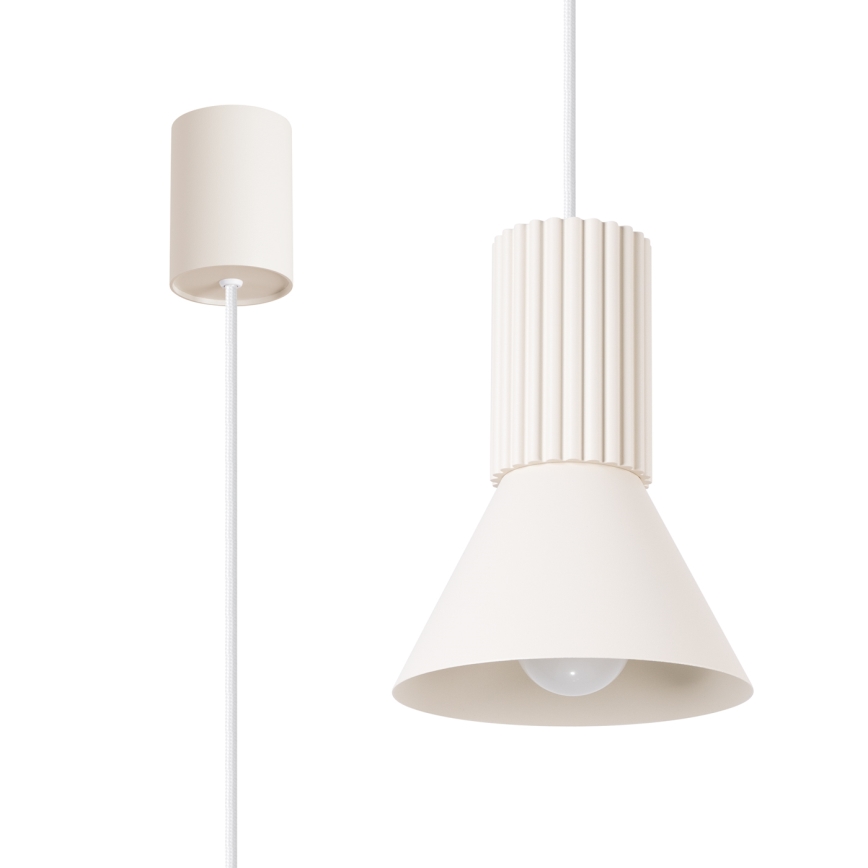 Luster na kabelu ESTRIA 1xE14/10W/230V Ø 14 cm krem