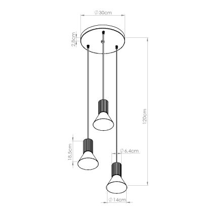 Luster na sajli ESTRIA 3xE14/10W/230V Ø 30 cm krem