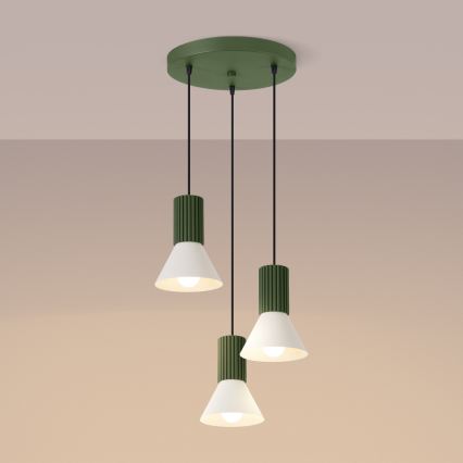Luster na kabelu ESTRIA 3xE14/10W/230V prom. 30 cm zelene boje