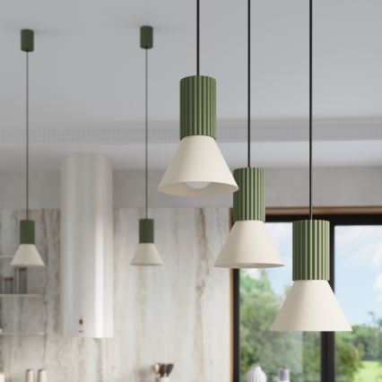 Luster na kabelu ESTRIA 3xE14/10W/230V prom. 30 cm zelene boje