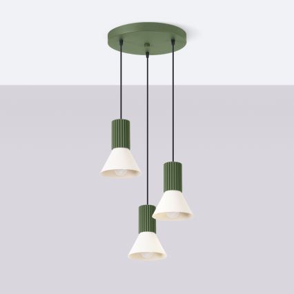 Luster na kabelu ESTRIA 3xE14/10W/230V prom. 30 cm zelene boje