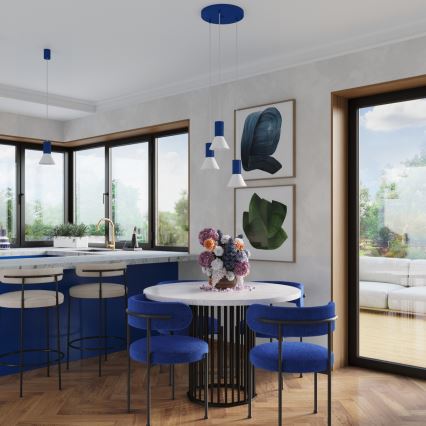 Luster na sajli ESTRIA 3xE14/10W/230V Ø 30 cm plavi