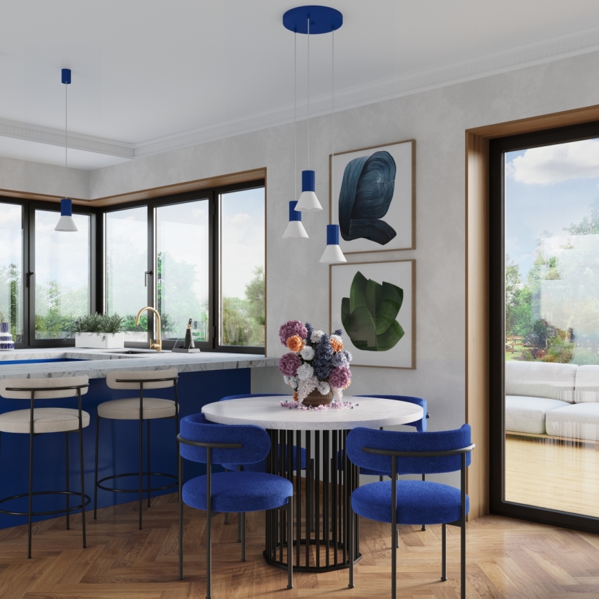 Luster na sajli ESTRIA 3xE14/10W/230V Ø 30 cm plavi