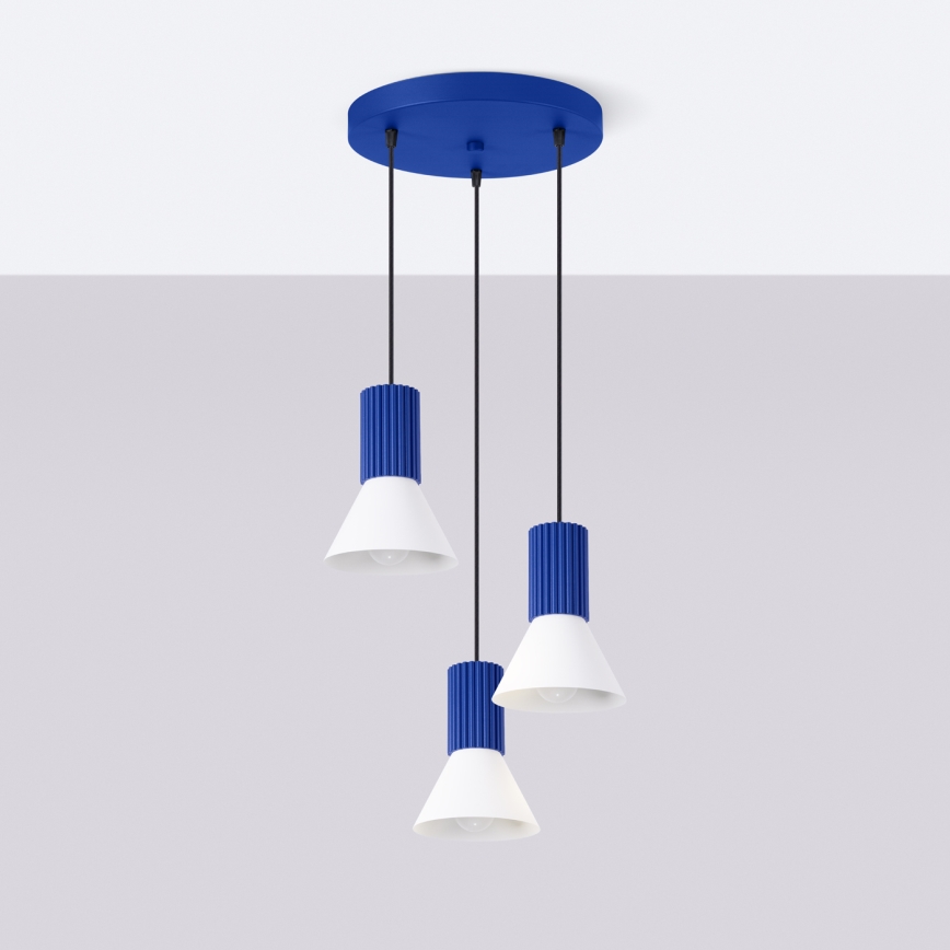 Luster na sajli ESTRIA 3xE14/10W/230V Ø 30 cm plavi