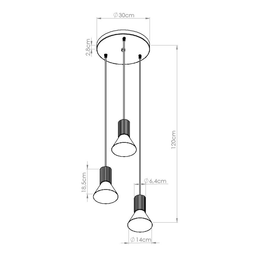 Luster na sajli ESTRIA 3xE14/10W/230V Ø 30 cm plavi