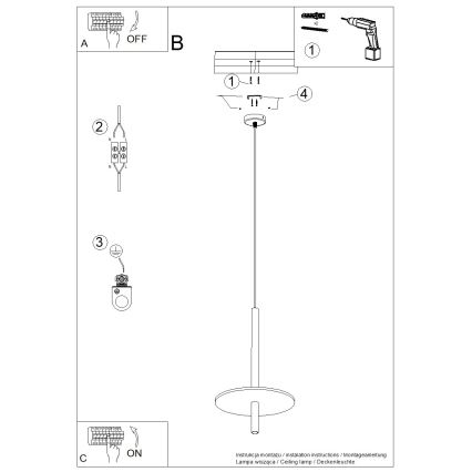 Luster na sajli FELTRO 1xG9/8W/230V crna/plava