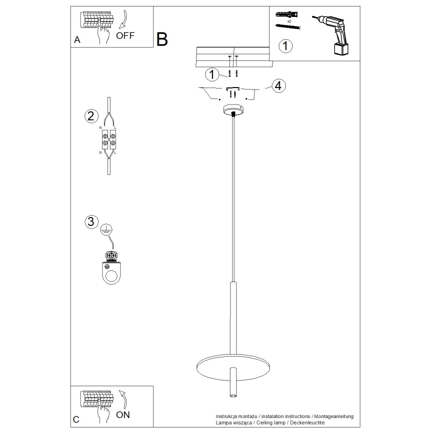 Luster na sajli FELTRO 1xG9/8W/230V crna/plava