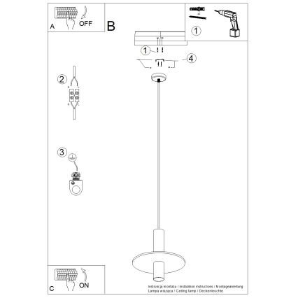 Viseća svjetiljka na kabelu PELTA 1xGU10/10W/230V crna/žuta