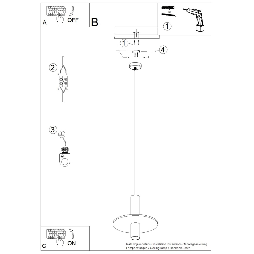 Viseća svjetiljka na kabelu PELTA 1xGU10/10W/230V crna/žuta