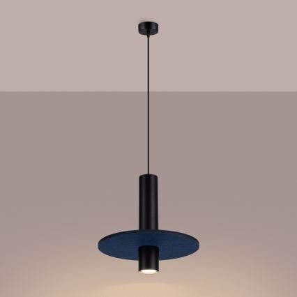 Luster na kabelu PELTA 1xGU10/10W/230V crna/plava