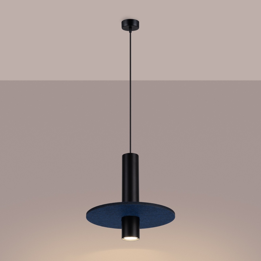 Luster na kabelu PELTA 1xGU10/10W/230V crna/plava