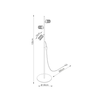 Podna lampa KARBON 3xGU10/10W/230V bijela